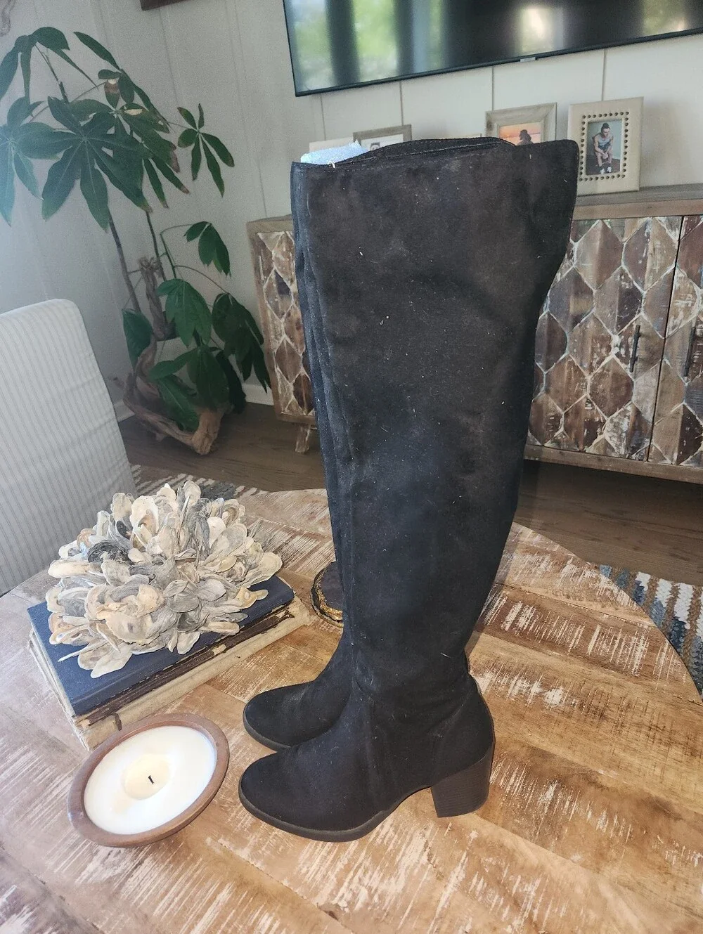 Black Over The Knee Suede Boots